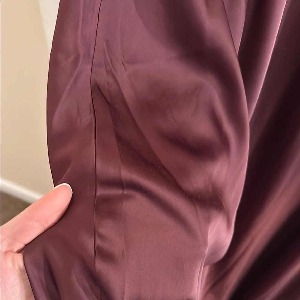 Abercrombie & Fitch Maroon V-Neck Flutter Sleeve Maxi Dress